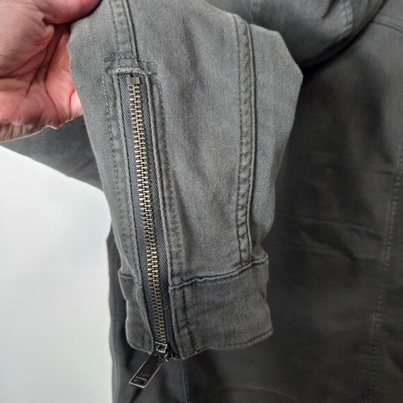 John Varvatos Men's Size M Scott Denim Hooded Shark Gray Trucker Jacket - Picture 7 of 12